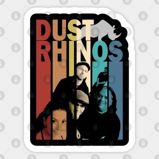 Dust Rhinos Retro Band Shirt Sticker by Dust Rhinos Swag Store